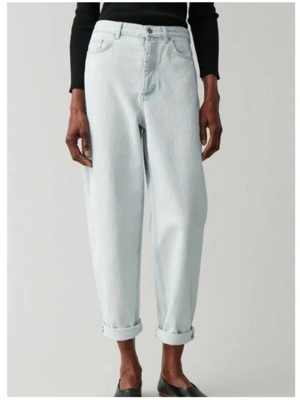 COS Tapered Leg High Rise Ankle Length Barrel Jeans Size 29 Cropped Balloon Leg